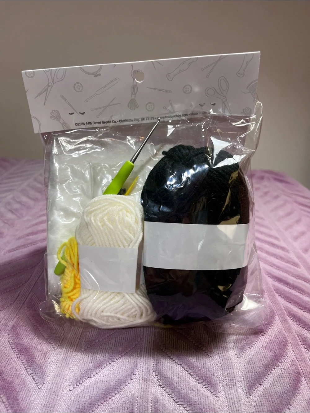 Crochet Penguin Kit – Black, White & Yellow